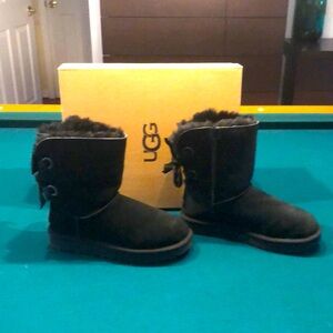 UGG boots, genuine shearling lining inside, black suede.